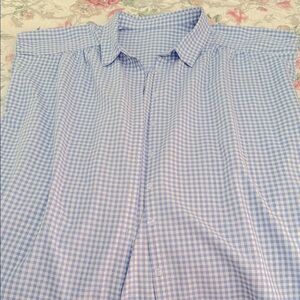Blue and White Gingham Button Down Shirt